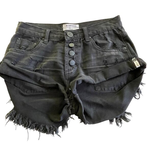 OneTeaspoon Black Bandits Long Rise Button Fly Twisted Cuff Hem Women’s Size 26 - Picture 4 of 9